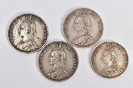 A GROUP OF VICTORIAN COINAGE, to include a nice grade 1887 Florin and three 1887 silver half-crown
