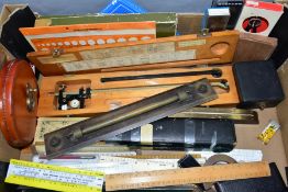 A BOX CONTAINING A GERMAN SHIPS BAROMETER, MODEL 9362 TYPE 104 IN WOODEN BOX, a brass rolling