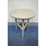 A WINSOR ARTISAN OAK CIRCULAR OCCASIONAL TABLE, with a grey oil finish, new and unused condition,