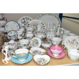 A GROUP OF AYNSLEY CERAMIC TEA AND GIFTWARES, approximately forty two pieces to include five mugs