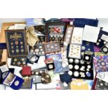 A LARGE AND HEAVY PLASTIC BOX CONTAINING MOSTLY UK COINAGE, to include a Royal Mint silver