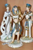 THREE WEDGWOOD LEGENDS OF THE NILE FIGURINES, comprising Nefertiti 659/9500 height 25.5cm (one