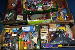 A QUANTITY OF UNBOXED AND ASSORTED PLAYWORN DIECAST VEHICLES, to include Dinky, Corgi, Matchbox,