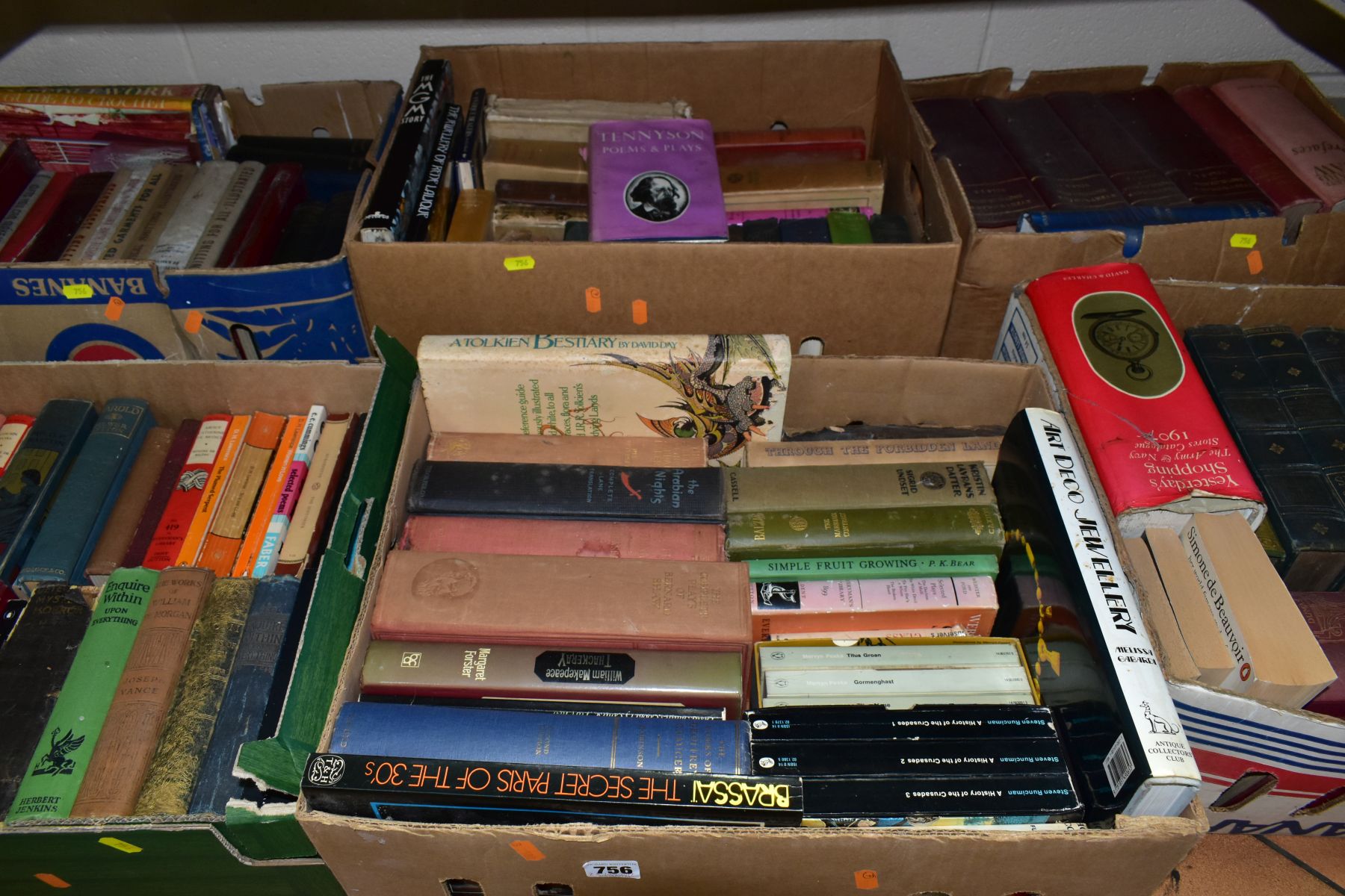 BOOKS, six boxes containing approximately one hundred and forty titles including ten volumes of
