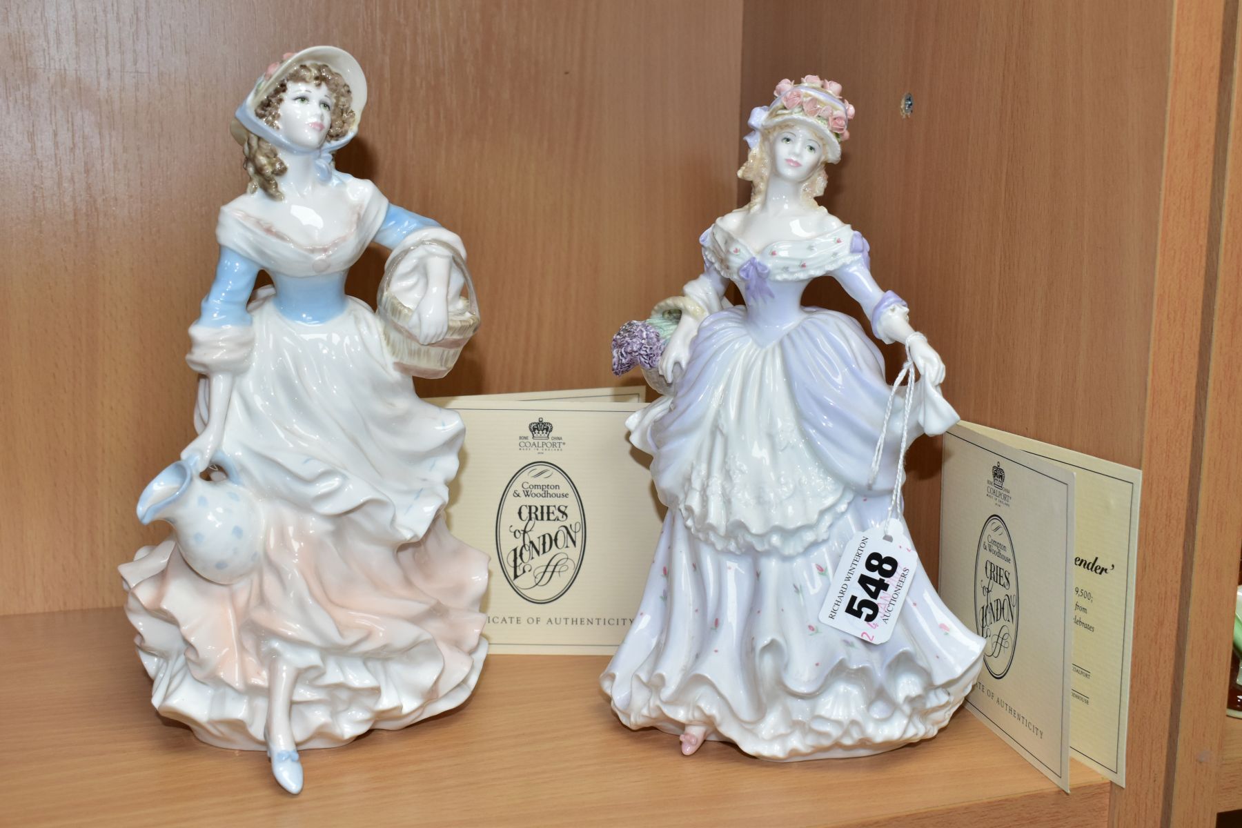 TWO LIMITED EDITION COALPORT FIGURES FROM CRIES OF LONDON COLLECTION, comprising Lavender Sweet