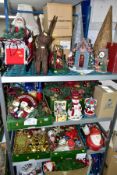 A QUANTITY OF CHRISTMAS DECORATIONS, including artificial garlands, battery operated musical light