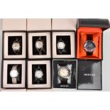 SEVEN LADYS AND GENTLEMENS FASHION WRISTWATCHES, to include five lady's 'Henley' quartz wristwatches