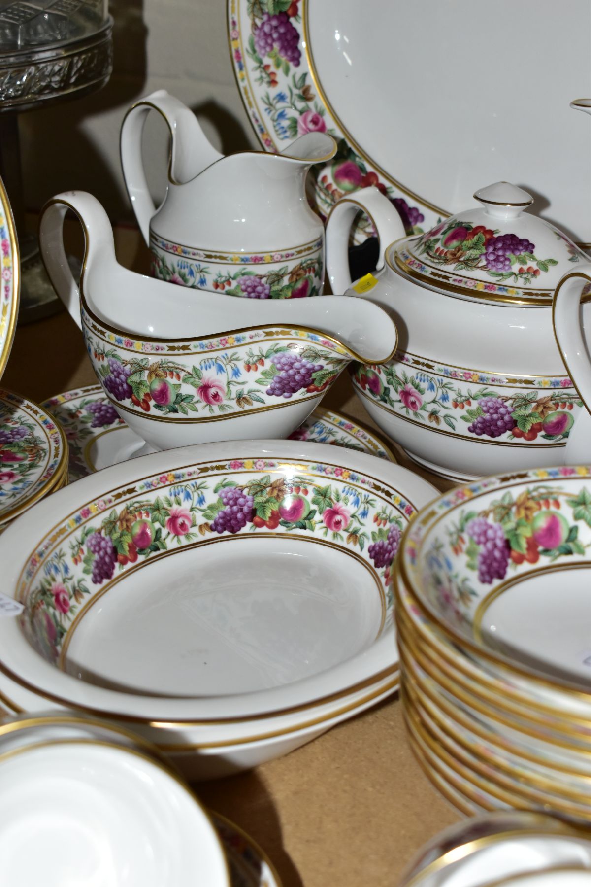 A FIFTY SIX PIECE SPODE PROVENCE DINNER SERVICE, with fruit and floral pattern comprising a meat - Image 8 of 8