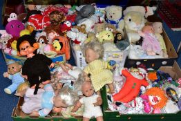 AN EXTENSIVE COLLECTION OF MODERN SOFT TOYS AND DOLLS ETC., dolls include examples by Zapf