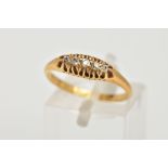 AN EARLY 20TH CENTURY DIAMOND HALF HOOP RING, estimated total diamond weight 0.15ct, ring size L,