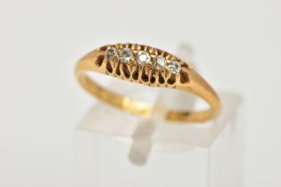 AN EARLY 20TH CENTURY DIAMOND HALF HOOP RING, estimated total diamond weight 0.15ct, ring size L,
