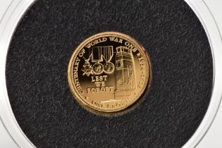 A 'CENTENARY OF WORLD WAR ONE 1914-1918 ONE CROWN' GOLD COIN, dated 2014, within a Proctective case