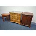 A REPRODUCTION YEWWOOD CHEST OF TWO SHORT OVER THREE LONG DRAWERS, width 74cm x depth 43cm x