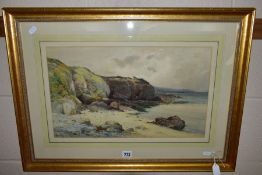 CRESWICK BOYDELL (1861-1919), 'SANDY BAY', a coastal landscape with figures, signed bottom right,