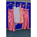 EIGHT SIZE TWELVE EVENING/PROM/BRIDESMAID DRESSES, comprising three dusky pink, pale pink, deep pink