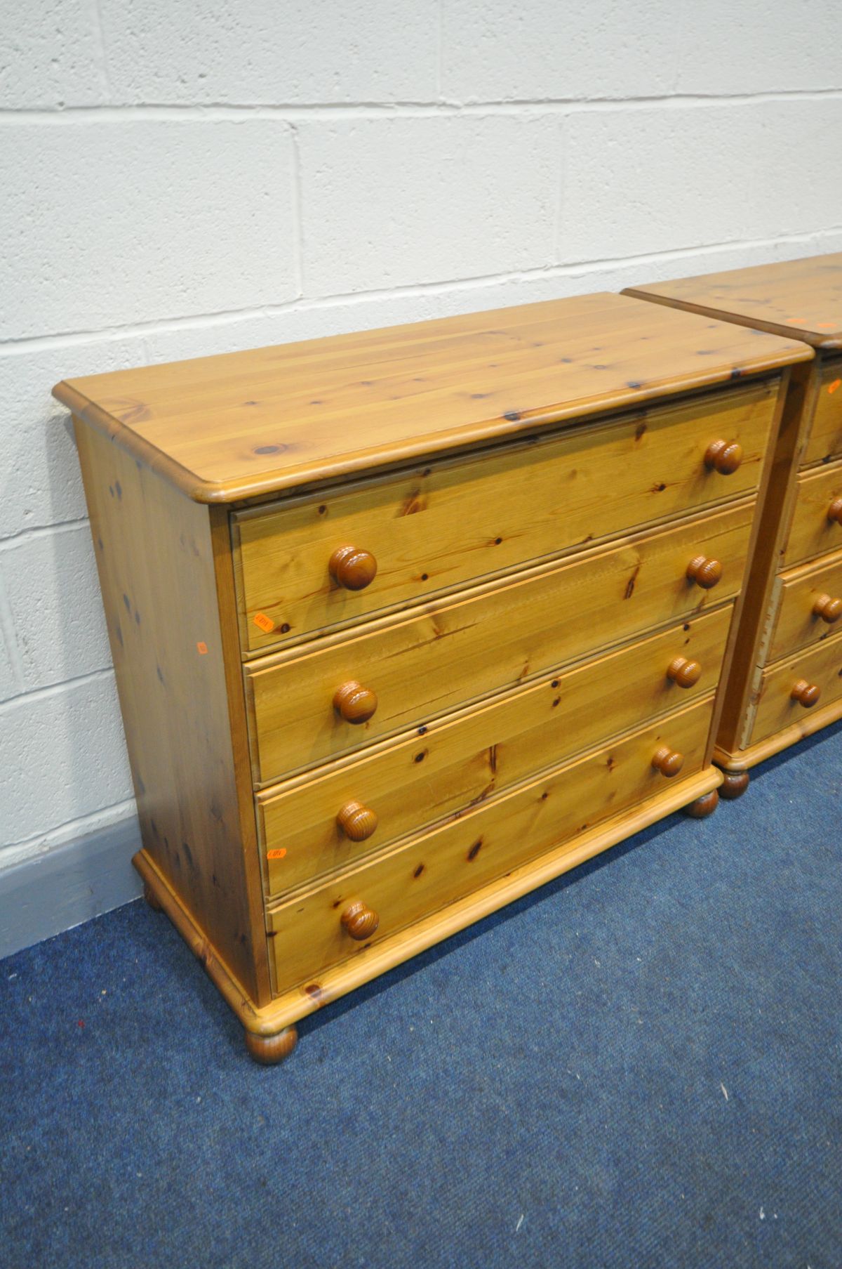 TWO MODERN PINE CHEST OF FOUR DRAWERS, width 90cm x depth 40cm x height 82cm - Image 2 of 2