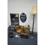 A SELECTION OF OCCASIONAL FURNITURE, to include a bevelled edge wall mirror, 103cm x 72cm, another