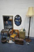 A SELECTION OF OCCASIONAL FURNITURE, to include a bevelled edge wall mirror, 103cm x 72cm, another