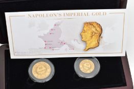 A NAPOLEON'S IMPERIAL GOLD TWO COIN SET, to include a cased set of a 40-franc 1812 gold coin, and