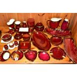 A COLLECTION OF CARLTON WARE PLAIN ROUGE ROYALE ITEMS, approximately twenty six pieces, including