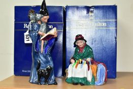 TWO BOXED ROYAL DOULTON FIGURINES, comprising The Wizard HN2877 height 23cm and Silks and Ribbons