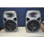 A PAIR OF WHARFEDALE PRO TITAN 15 PA SPEAKERS with one 15in driver and horn, two Speakon sockets