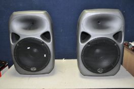 A PAIR OF WHARFEDALE PRO TITAN 15 PA SPEAKERS with one 15in driver and horn, two Speakon sockets