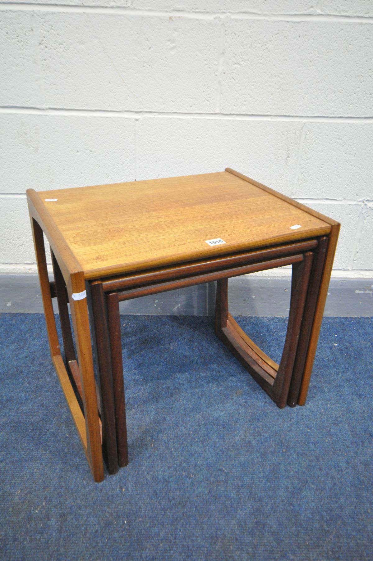 A G PLAN QUADRILLE TEAK NEST OF THREE TABLES, width 54cm x depth 43cm x height 49cm - Image 2 of 2