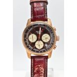 A GENTLEMENS 'SEKONDA' CHRONOGRAPH WRISTWATCH, featuring a round brown dial signed 'Sekonda,