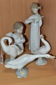 FIVE LLADRO SCULPTURES COMPRISING 'GIRL WITH GUITAR 4871' and 'Angel Praying 4538', both designed by