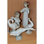 FIVE LLADRO SCULPTURES COMPRISING 'GIRL WITH GUITAR 4871' and 'Angel Praying 4538', both designed by