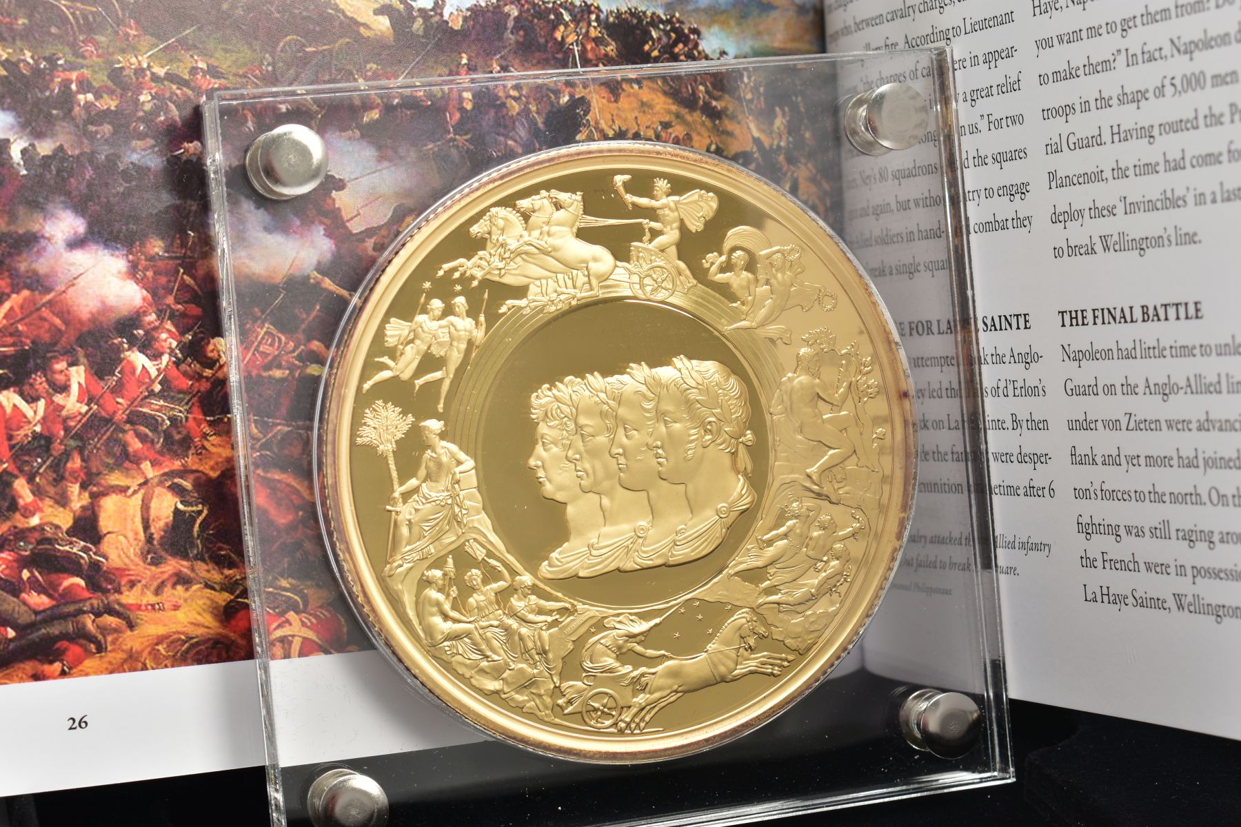 THE WATERLOO MEDAL, by Benedetto Pistrucci, a cased bronze layered in fine gold weighing a huge - Image 2 of 5