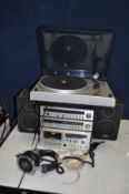 A VINTAGE FERGUSON HI FI SYSTEM 30 comprising of an amplifier (not working) a Tuner, a Cassette