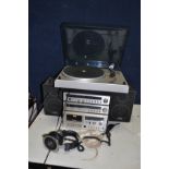 A VINTAGE FERGUSON HI FI SYSTEM 30 comprising of an amplifier (not working) a Tuner, a Cassette