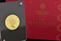 THE WATERLOO GOLD GUINEA 2015, proof 22ct, 8g mintage 800 in box of issue COA