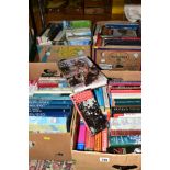 FOUR BOXES OF BOOKS, approximately one hundred books, titles to include reference, gardening,