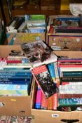 FOUR BOXES OF BOOKS, approximately one hundred books, titles to include reference, gardening,