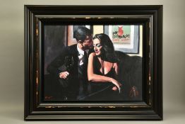 FABIAN PEREZ (ARGENTINA 1967) 'PROPOSAL AT HOTEL DU VIN' male and female figures in a bar, signed