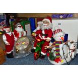 A GROUP OF CHRISTMAS DECORATIONS, mainly boxed and battery/mains operated (untested), to include a