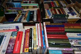 FIVE BOXES OF BOOKS, approximately one hundred and ten books with titles to include history,