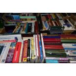FIVE BOXES OF BOOKS, approximately one hundred and ten books with titles to include history,