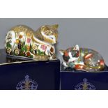 TWO BOXED ROYAL CROWN DERBY PAPERWEIGHTS, comprising a Cottage Garden Cat and a Collectors Guild