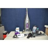 A VAX PULL ALONG VACUUM CLEANER, a Morphy Richards upright vacuum cleaner, a Pro Action hand held