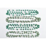 FOUR HANDMADE ROSARY BEAD NECKLACES, each comprising a single uniform row of spherical beads, two