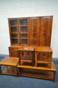 TWO MAHOGANY DOUBLE DOOR BOOKCASES, one with glazed doors, width 92cm x 46cm x height 199cm, along