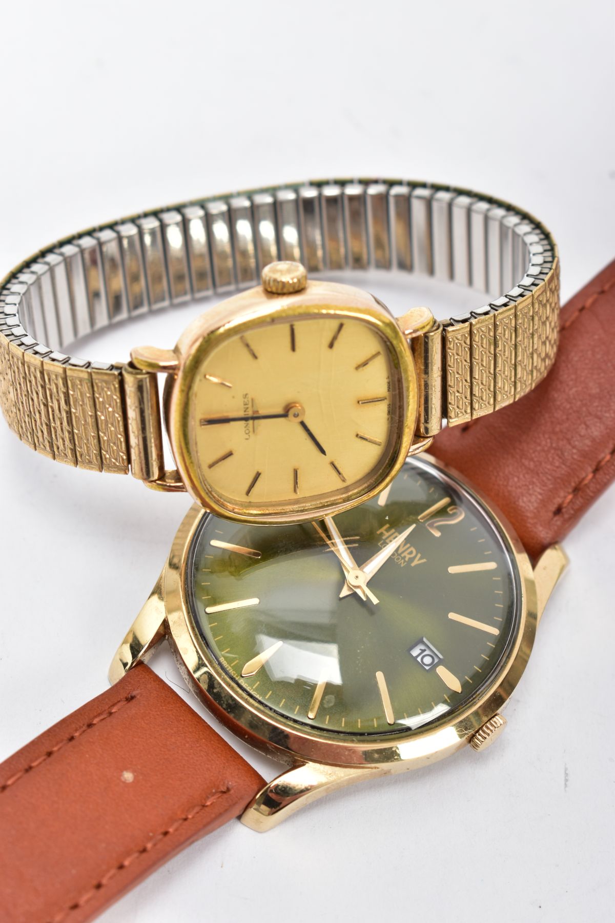 TWO GENTLEMENS WRISTWATCHES, the first with a hand wound movement, square gold dial signed ' - Image 3 of 3