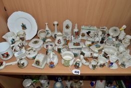 A QUANTITY OF CARLTON CHINA CRESTED WARES, to include City of Lichfield cauldron, Burton on Trent