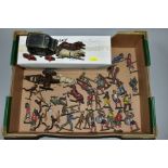 A JOHILLCO WILD WEST STAGE COACH, BRITAINS FIELD GUN AND ASSORTED LEAD FIGURES, to include