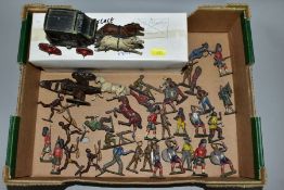 A JOHILLCO WILD WEST STAGE COACH, BRITAINS FIELD GUN AND ASSORTED LEAD FIGURES, to include