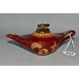 A CARLTON WARE MIKADO PATTERN TABLE LIGHTER IN THE FORM OF ALADDINS LAMP, Rouge Royale colourway